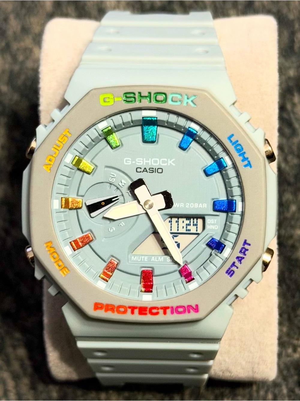 Casio G-SHOCK Light Grey Rainbow Accent Resin Watch